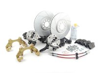 ES#2730280 - SPDLCONVERS3KT - 337/20th/GLI Front Big Brake Conversion Kit - slotted rotors (312x25) - Everything you need to convert to larger 312x25 front brakes. Featuring ECS GEOMET cross-drilled and slotted performance rotors and Hawk HPS pads. - Assembled By ECS - Volkswagen