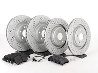 ES#2597368 - 8K0301MXSGMTKT1 - Performance Front & Rear Brake Service Kit - Featuring ECS GEOMET Drilled & Slotted rotors and Hawk HPS pads - Assembled By ECS - Audi