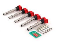 ES#2538683 - 06E905115EK5CL - Ignition Service Kit - Includes five OE red coil packs and five NGK spark plugs - Assembled By ECS - Volkswagen