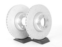 ES#2568631 - 34106797602kt - Front Cross Drilled & Slotted Brake Rotors - Pair - Race quality braking option from the factory, cross drilled & slotted brake rotors (340x30) - Genuine BMW - BMW