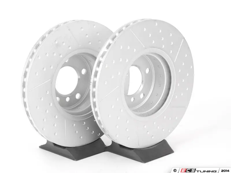 Front Cross Drilled & Slotted Brake Rotors - Pair (340x30)