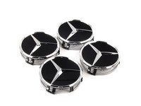 ES#2749196 - 66470200KT - Center Cap - Set Of Four - Clip-In Center Cap With Black Background & Chrome Three-Pointed Star - Genuine Mercedes Benz - Mercedes Benz