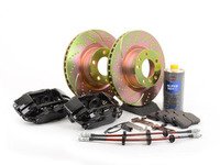 ES#2771537 - 34111161177KT2 - OE 4 Piston Front Big Brake Kit (324x30) - Upgrade your brakes with this bolt on and go solution, featuring Brembo 4 piston calipers and EBC dimpled and slotted rotors. - Assembled By ECS - BMW