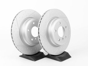 ES#2580401 - 34216795755kt - Rear Brake Rotors - Pair (324x22) - Cross drilled and slotted BMW Performance brake discs - Genuine BMW M Performance - BMW