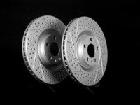 ES#2189763 - 8E0301TXSGMTLRA - Front Cross Drilled & Slotted Brake Rotors - Pair (345x30) - Featuring GEOMET protective coating. - ECS - Audi
