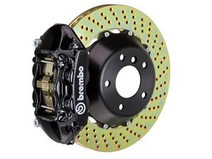 ES#2852966 - 1P1.8501A1 - Brembo GT Front Big Brake Kit - 2 Piece Drilled Rotors (365x29) - Featuring Black 4 piston calipers, stainless brake lines and Brembo Sport brake pads - Brembo - Audi