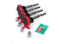 ES#2535339 - 06E905115EKT - Ignition Service Kit - Includes four Original Equipment red coil packs and four Bosch double platinum spark plugs - Assembled By ECS - Audi Volkswagen