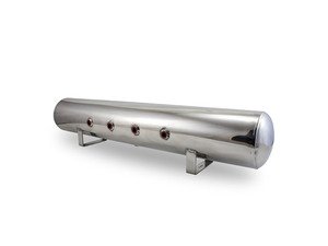 ES#2732076 - 12956 - 5 Gallon Aluminum Air Tank - Polished - (4) 3/8" face ports, & 1/4" drain port - 36" L X 6" D - Air Lift - Audi BMW Volkswagen Mercedes Benz MINI Porsche