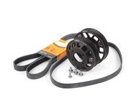 ES#2863229 - 003042ECS01KT5 - Aluminum water pump & power steering Pulley Kit - With Belts - Finally, a durable pulley kit that won't break! Includes durable ECS Aluminum Power Steering Pulley, Aluminum water pump and Continental belts. - Assembled By ECS - BMW