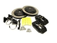 ES#2960013 - fmrbkmk5 - Forge Rear Big brake kit - 330x28mm Slotted 2 Piece rotors - Rear big brake kit featuring 2 piece rotors, black 4 pot calipers, and hydraulic handbrake. - Forge - Volkswagen
