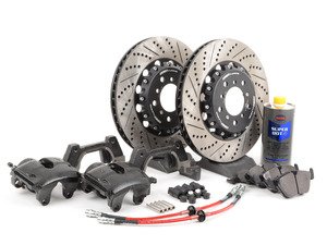 ES#2807474 - 001121ecs02KT - Front CSL Big Brake Kit (345x28) - Upgrade to ECS 2-piece E46 M3 CSL rotors for increased brake torque and thermal capacity. Includes everything you need - including brand new calipers and Hawk HPS brake pads! - ECS - BMW