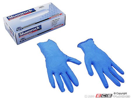 ES#8547 - MG1103 - Shamrock Glove - Large - Box of 100 blue nitrile, low powdered with textured fingers - Shamrock - Audi BMW Volkswagen Mercedes Benz MINI Porsche