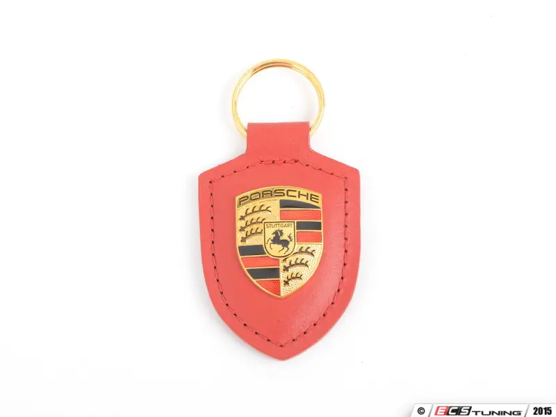 OEM Genuine Porsche Red Crest Leather Key Ring WAP0500920E 