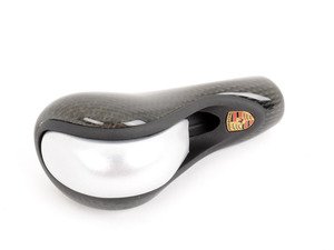 ES#1486887 - 996426981028YR - Tiptronic Shift Knob - Black - Carbon fiber shift selector knob with aluminum-look button and leather surround - Genuine Porsche - Porsche