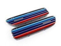 ES#2826980 - BM32-M301///-BK - Fender Blackout Grille Set - Gloss Black Tri-Color - Add style and individuality to your E46 M3 in minutes - ECS - BMW