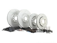 ES#2581487 - 1J0698202KT1 - Performance Front & Rear Brake Service Kit (312x25/256x22) - Featuring ECS GEOMET slotted rotors and Hawk HPS pads. - Assembled By ECS - Volkswagen