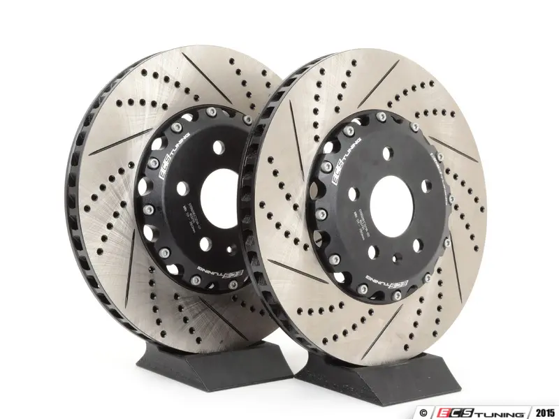 Brake Rotor Ring Replacement Drilled /& Slotted 2-Piece Front Driver Side Brake