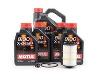 ES#2777609 - G0521951LKT3 - Oil Service Kit - Premium With Magnetic Drain Plug - Includes 9 liters of Motul 8100 X-Clean+ Oil (5w-30), oil filter, magnetic drain plug, and drain plug washer - Assembled By ECS - Audi