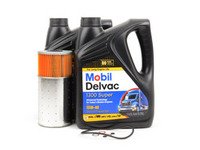ES#2748882 - 0001802509KT2 - W123 & W126 Diesel Oil Change Kit 15w-40 - Everything you need to perform an engine oil service - Mobil Delvac - Mercedes Benz