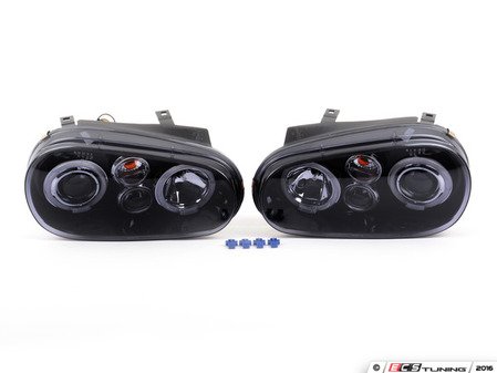 ES#3021491 - LHPGLF99JMTM - Projector Headlight Set - Black - With fog lights and angel eyes - Spec-D Tuning - Volkswagen