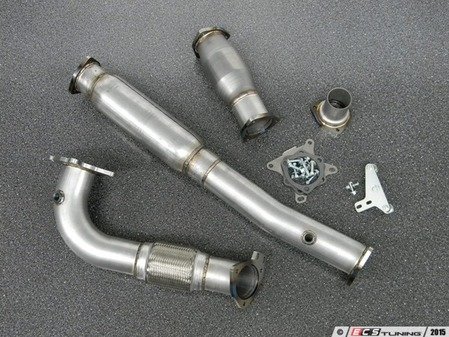 ES#3079056 - 5474691 - 3" Downpipe - Street Series - Resonated - 304 Stainless Steel construction with 200 cell high-flow catalytic converter - 42 Draft Designs - Volkswagen