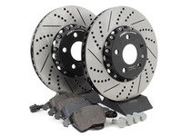 ES#3085678 - 3C0698151KKT - Performance Front Brake Service Kit (312x25) - Featuring ECS Cross-Drilled & Slotted 2-Piece Brake Rotors and Hawk HPS pads - Assembled By ECS - Volkswagen