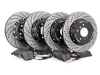 ES#3046850 - 010830ECS01KT2 - Performance Front & Rear Brake Service Kit - Featuring front and rear ECS 2-piece semi-floating cross drilled and slotted rotors, and Hawk HPS pads - Assembled By ECS - BMW