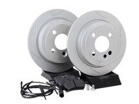 ES#2795735 - 34216774987SLKT1 - Performance Rear Brake Service Kit - Featuring ECS GEOMET Slotted rotors and Hawk HPS pads - Assembled By ECS - MINI