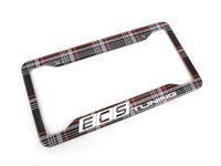 ES#3142195 - K12PF22 - ECS x Klii License Plate Frame - MK7 GTI Plaid - North American stainless steel license plate frame wrapped in MK7 GTI Plaid and your favorite tuning company's logo - ECS x Klii - Volkswagen