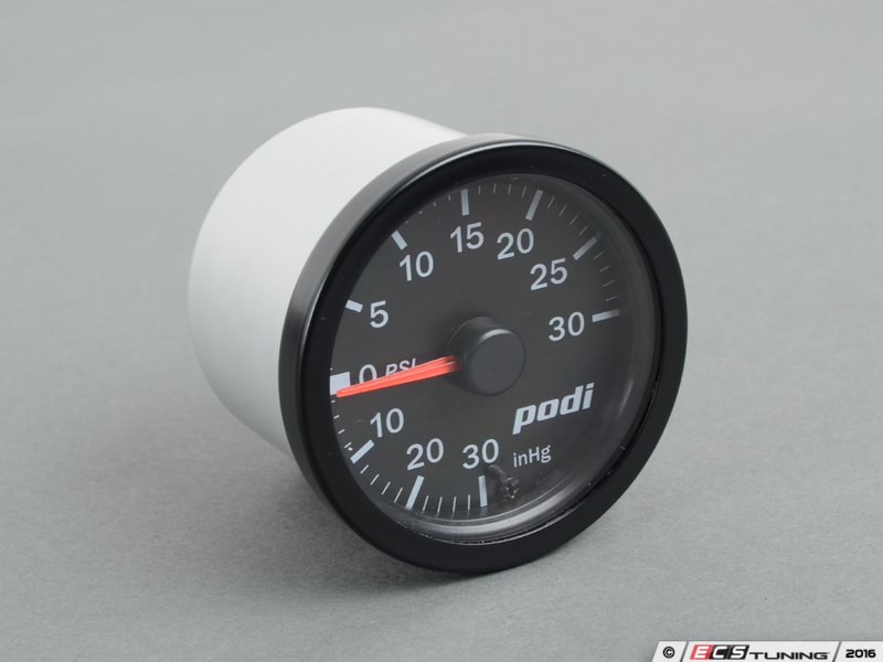 Podi SP0MBIW Podi Mechanical Boost Gauge Kit Red Needle White