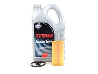 ES#3143751 - 06D115562YKT - Oil Service Kit - With Magnetic Drain Plug - Includes Fuchs 5w-40 oil, MANN filter, and drain plug - Assembled By ECS - Audi Volkswagen