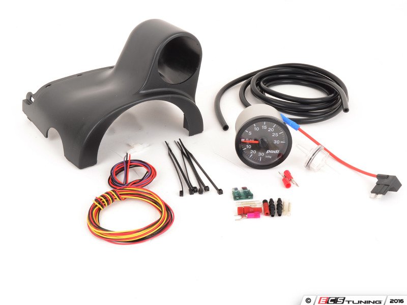 Podi SP1MBIW Podi Mechanical Boost Gauge Kit Single Pod Red