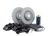 ES#3147476 - 020552ecs0101KT - 6 Piston Brake Caliper Upgrade Kit - Black - With ECS GEOMET Slotted Rotors (345x30) - Bolt on better braking performance with 6 piston NEUSPEED calipers and ECS GEOMET brake rotors - Assembled By ECS - Volkswagen