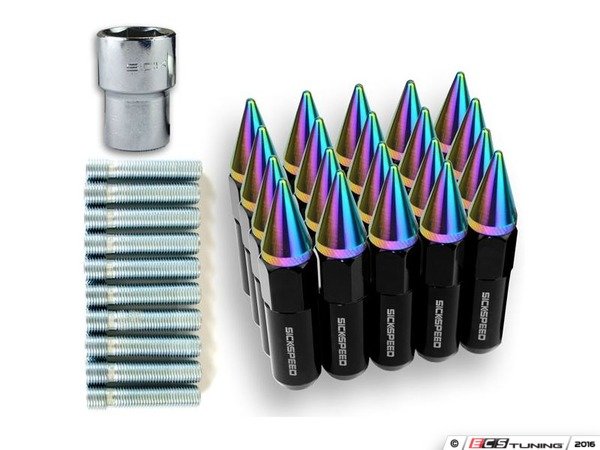 SICKSPEED 4-Pack Black Spiked Locking Lug Nuts 12x1.5 Thread 5.5" Long L02