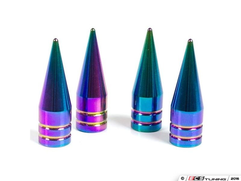 Sickspeed 4PCNEOVSSPIKES Spike Valve Stem Caps Neo Chrome