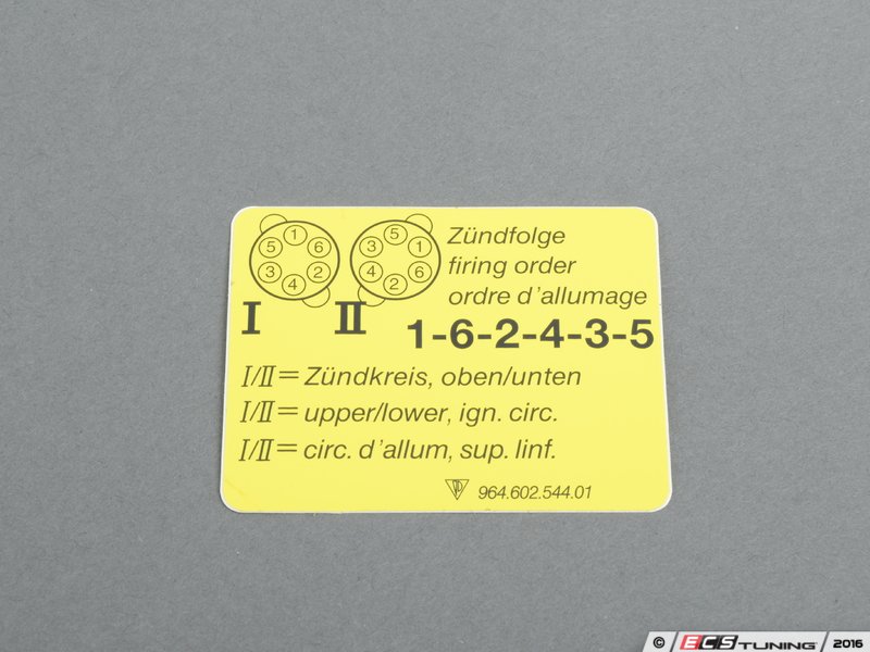 Genuine Porsche 96460254401 LABEL. FIRING ORDER.