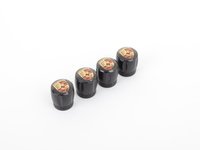 ES#3022193 - 99104460267 - Porsche Crest Black Valve Stem Caps - Set of Four - Feature a gloss black finish, Porsche crest on top, and Porsche script around the base - Genuine Porsche - Porsche