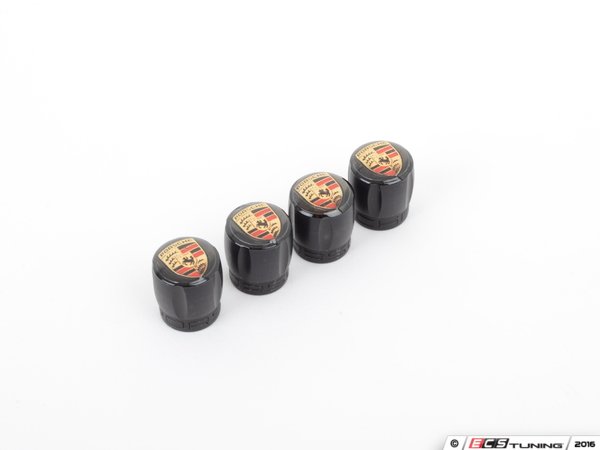 Genuine Porsche - 99104460267 - Porsche Crest Black Valve Stem