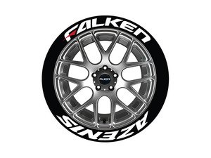 ES#3191815 - FAZRED1416154PS - Falken Azenis Tire Lettering Kit - White With Red Dash - 4 of Each - 1.5 inch tall Temporary Peel & Stick Tire Stickers for 14-16 inch tires - Tire Stickers - Audi BMW Volkswagen Mercedes Benz Porsche