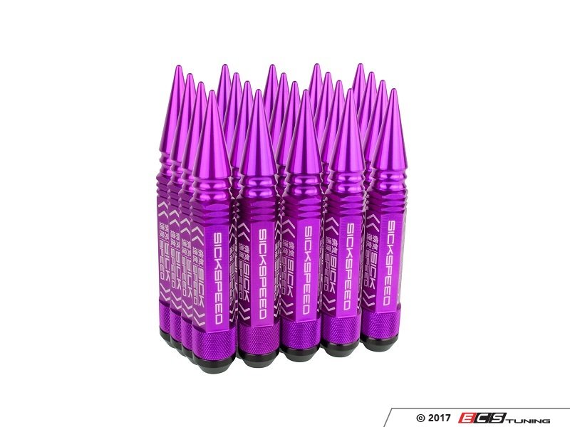 Sickspeed LNS3PPP14X1.5 3Piece 140mm Spiked Lug Nuts Purple