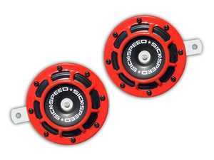 ES#3247896 - BTH-S203RD - 2 Piece Super Loud Horn Kit - Red - Upgraded 118dB horns in the color of your choice - Sickspeed - Audi BMW Volkswagen Mercedes Benz MINI Porsche