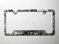 ES#3420328 - K49-0PF - License Plate Frame - Stickerbomb Noir - North American license plate frame wrapped in Stickerbomb Noir - Klii Motorwerkes - Audi BMW Volkswagen Mercedes Benz MINI Porsche