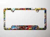 ES#3096618 - K5PF0 - License Plate Frame - Stickerbomb - North American license plate frame wrapped in a stickerbomb pattern - Klii Motorwerkes - Audi BMW Volkswagen Mercedes Benz MINI Porsche