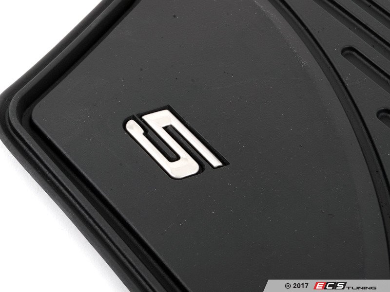 BMW Serie 5 G30 Tappetini Posteriori In TPE Per Tutte Le Stagioni - Nero Con Inserti Acciaio