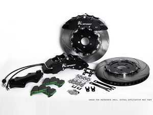 ES#3429157 - BKAU340-961SB - SuperComp 8 Piston Big Brake Kit - 2-Piece Slotted Rotors (400mm) - With Black Calipers - Eight-piston calipers, pads, two-piece floating rotors, stainless steel brake lines, and hardware - Ksport - Audi